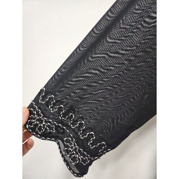 Catherines Womens Black Embroidered Tunic Top Size 1X Mesh Contrast Layered - Picture 7 of 11